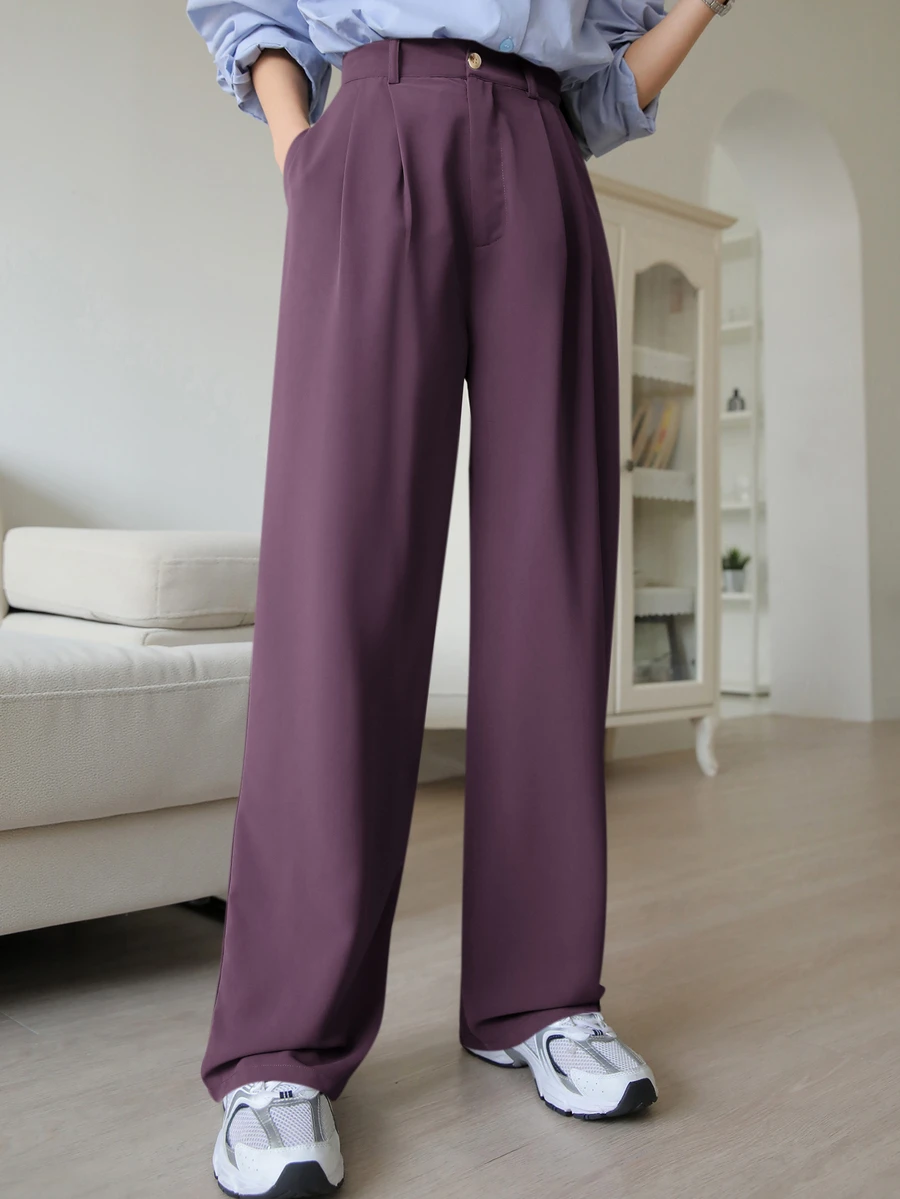 DAZY Casual Business Solid Color Straight Leg Suit Pants Fall/Winter - Lilac Purple - View 1