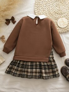 SHEIN 少女格紋拼接休閒日常洋裝 - 彩色 - 查看 6