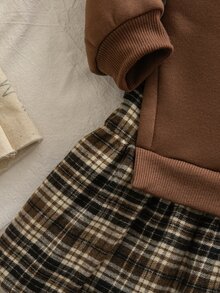 SHEIN 少女格紋拼接休閒日常洋裝 - 彩色 - 查看 8