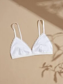 Lullawish Bohemian Lace Patchwork Comfortable Thickened Bamboo Cotton Blend Women's Bra - White - View 3