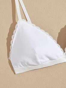 Lullawish Bohemian Lace Patchwork Comfortable Thickened Bamboo Cotton Blend Women's Bra - White - View 5