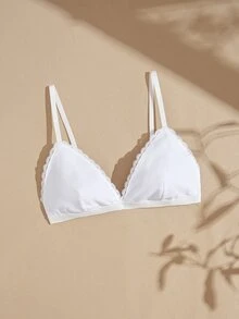 Lullawish Bohemian Lace Patchwork Comfortable Thickened Bamboo Cotton Blend Women's Bra - White - View 1
