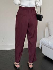 DAZY Business Casual Solid Color Tapered Suit Pants Fall/Winter - Burgundy - View 3