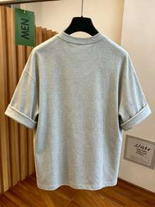 Resyla 女款休閒街頭風圖案夏季度假虎紋花卉刺繡仿珍珠裝飾寬鬆版型T恤 週末日常穿搭 灰色 - 淺灰色 - 查看 2