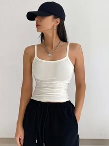 DAZY 女士春夏時尚純色修身背心上衣 - 白色 - 查看 4