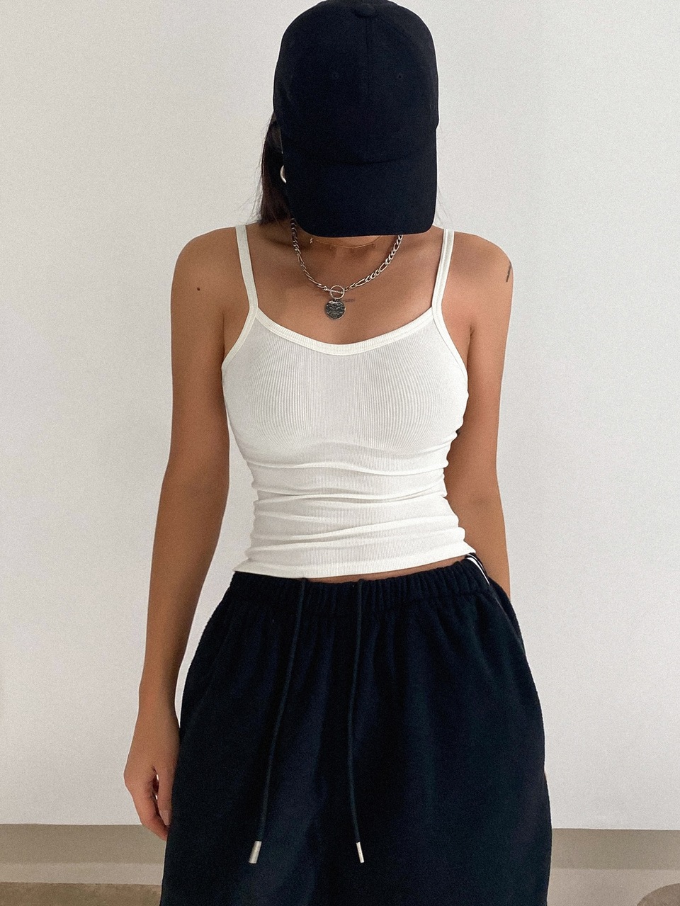 Women Spring/Summer Casual Solid Color Slim Fit Camisole Top