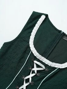 Fairmaia Gaun Tanpa Lengan Renda Kontras Tradisional Jerman untuk Wanita - MultiWarna - View 7