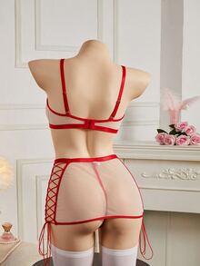 Spicy Aura 5pcs Halloween Style Sexy Lingerie Set - Red and White - View 2