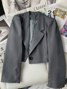Franclia Women Short Suit Jacket, Casual Commuter Clothing, Ladies Apparel, Women Tops Fall Cloth For Women - Grey - View 5