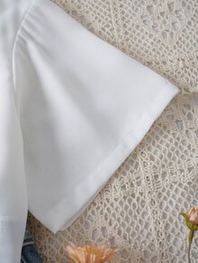 SHEIN Franclia Camisa De Manga Corta De Color Sólido - Blanco - Ver 6