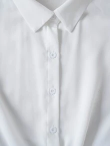 SHEIN Franclia Camisa De Manga Corta De Color Sólido - Blanco - Ver 4