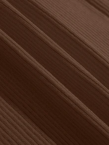 SHEIN 新款春秋季修身短款法式Polo领时尚百搭女士针织开衫 - 巧克力棕 - 查看 7