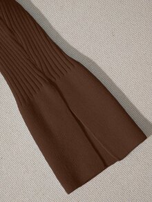 SHEIN 新款春秋季修身短款法式Polo领时尚百搭女士针织开衫 - 巧克力棕 - 查看 5
