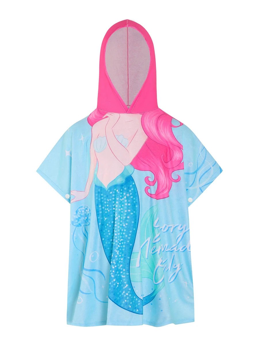 Girls Mermaid Cartoon Beach Cover-Up, Cute Underwater World Mermaid Swimsuit Cover-Up - Multicolor - View 1