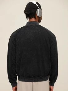 OTTIMOZO Jaket Olahraga Kasual Serbaguna Pria dengan Resleting untuk Perjalanan Sehari-hari - Hitam - View 2