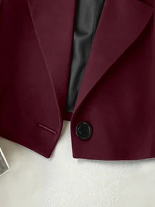 Franclia Elegant Short Sleeve Blazer Jacket, Suitable For Daily Commute - Burgundy - View 4