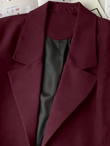 Franclia Elegant Short Sleeve Blazer Jacket, Suitable For Daily Commute - Burgundy - View 5