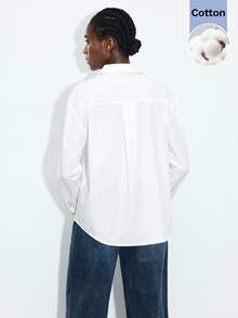 Maija 2025 Modern Urban Lapel Long Sleeve Metal Button Loose Fit Women's Blouse, Suitable For Early Autumn Seasonal Transition And Back To School - White - View 7