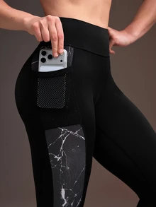 Powerista Women's Tie-Dye Print Capris With Pockets, Athletic Leggings - Black - View 6