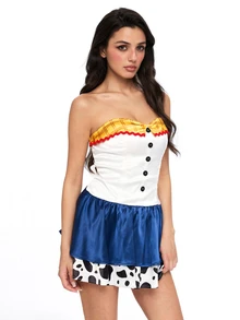 ROMWE Anime Gaun Mini Bandeau Motif Sapi Jessie untuk Cosplay Halloween Wanita - MultiWarna - View 8