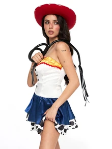 ROMWE Anime Gaun Mini Bandeau Motif Sapi Jessie untuk Cosplay Halloween Wanita - MultiWarna - View 6