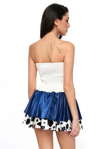 ROMWE Anime Gaun Mini Bandeau Motif Sapi Jessie untuk Cosplay Halloween Wanita - MultiWarna - View 5