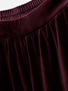 Nöista Burgundy Velvet Balloon Trousers With Elastic Waistband & Elastic Ankle Cuffs. Elegant, Dinner, Vacation,Day-To-Night. Fall, Autumn, Winter  Clothes.. - Burgundy - View 8
