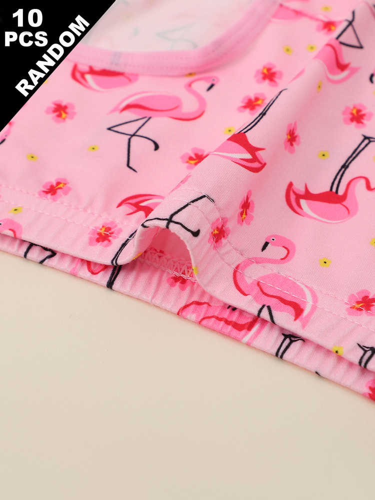 Random 10pcs Young Girls Underwear Simple Fashion Cartoon Cute Strawberry Mermaid Print Random Assorted All Season Triangle Panties - Multicolor - View 3