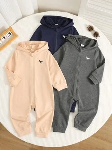SHEIN 3 piezas Paquete múltiple de monos de dinosaurio para bebé niño otoño invierno, Paquete múltiple de monos básicos para bebé - Multicolor - Ver 7