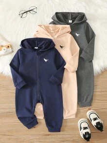 SHEIN 3 piezas Paquete múltiple de monos de dinosaurio para bebé niño otoño invierno, Paquete múltiple de monos básicos para bebé - Multicolor - Ver 6