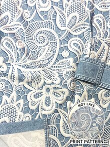 Trelyra Plus Size Women's Denim Effect Lace Long Sleeve Single-Breasted Shirt - Multicolor - View 7
