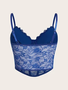 SHEIN ICON 蕾丝吊带背心 - 寶藍色 - 查看 2