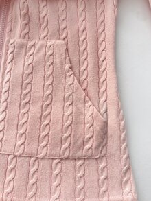 Elamini Fuzzy Trim Zip Up Hooded Coat - Pink - View 8