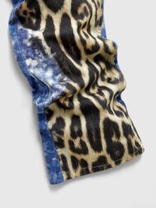 ROMWE MEN Men Leopard Patchwork Print Flare Leg Jeans - Multicolor - View 3