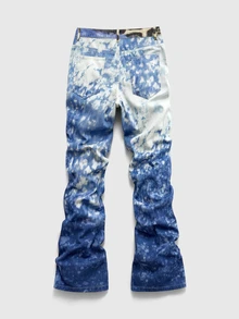 ROMWE MEN Men Leopard Patchwork Print Flare Leg Jeans - Multicolor - View 2