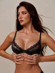 Lumalex Women's Lace Wireless Sexy Lingerie Bra - Black - View 7