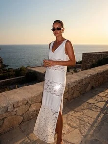 Dancing Leopard White Maxi Dress, Summer Outfits For Women, Vacation Dress, Holiday Dress - White - View 1