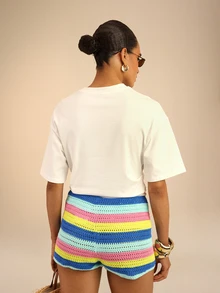 Dancing Leopard Print Shorts, Summer Outfits For Women, Vacation Wear - Multicolor - View 2