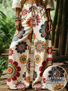 Selamara Women's Vacation Casual Floral Print Wide Leg Pants - Multicolor - View 1