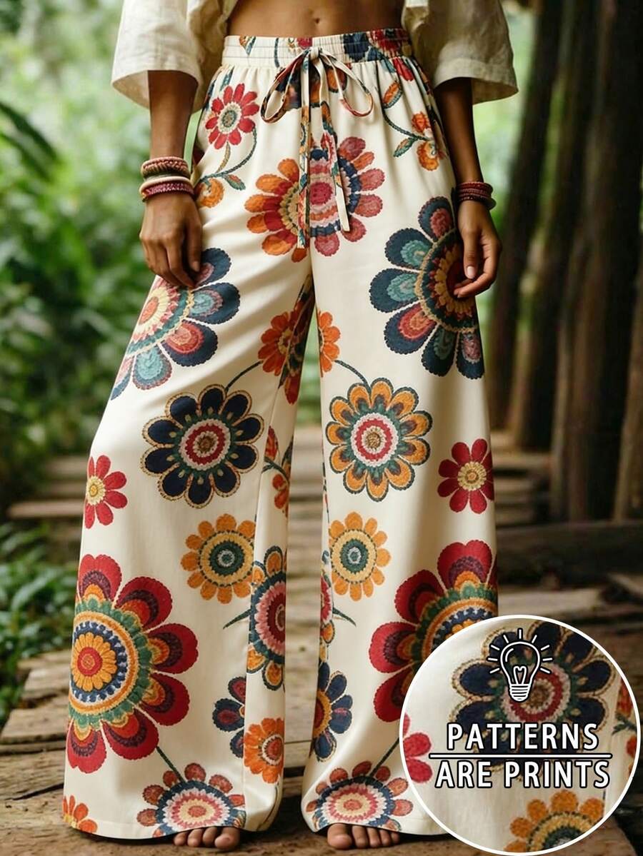 Selamara Women's Vacation Casual Floral Print Wide Leg Pants - Multicolor - View 1