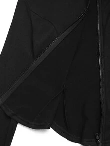 SHEIN Tween Girls Tween Girl 2pcs Solid Color Zip-Up Hoodie And Wide Leg Pants Set, Suitable For Spring/Autumn, Daily Wear Back To School Fall/Winter Outfits - Black - View 12