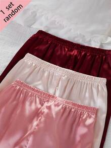 SHEIN 女童純色緞面極簡口袋愛心印花長袖開襟外套套褲休閒家居服 3 套隨機發貨 1 套驚喜盲盒 - 彩色 - 查看 7