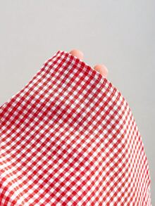 SHEIN Franclia 春夏休闲时尚系带无袖修身V领开襟竖排纽扣腰部褶皱修身女式衬衫 - 紅色 - 查看 8