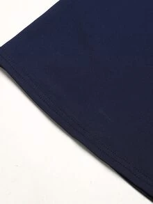 SHEIN 兒童青少年女孩時尚街頭針織純色無袖露背收腰修身喇叭褲腳連身褲，休閒連身褲，棕色 - 藏蓝色 - 查看 5