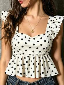 SHEIN Franclia INS Casual Vacation Cap Sleeve Women Shirt - Multicolor - View 3