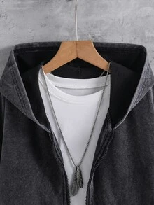 SHEIN Coolqubz 青少年男孩連帽街頭風 Y2K 字母印花運動衫，萬聖節主題，秋季款 - 黑色 - 查看 5