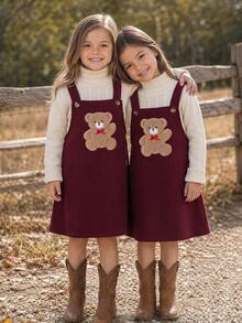 Emery Rose Kids Emery Rose Kids 女童可愛小熊蝴蝶結細肩帶無袖洋裝，秋冬百搭俏皮風格 - 彩色 - 查看 4