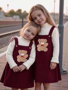 Emery Rose Kids Emery Rose Kids 女童可愛小熊蝴蝶結細肩帶無袖洋裝，秋冬百搭俏皮風格 - 彩色 - 查看 3