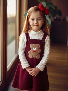 Emery Rose Kids Emery Rose Kids 女童可愛小熊蝴蝶結細肩帶無袖洋裝，秋冬百搭俏皮風格 - 彩色 - 查看 5