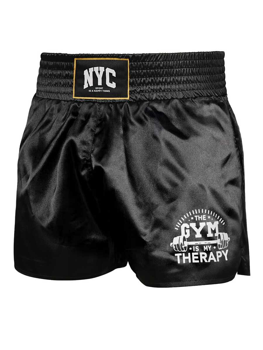 Manfinity Campus Court Men's Boxing Minimalist Muay Thai Martial Arts Shorts, Best Choice For Summer Kickboxing - Black - View 1
